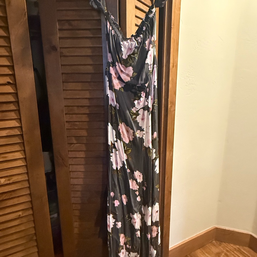 Flynn Skye Grey Maxi Dress with Pink Floral Print